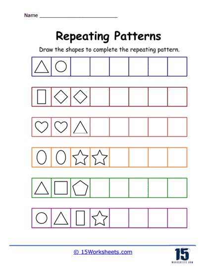 repeating pattern worksheet|Repeating Pattern Shapes and Colors Worksheet .